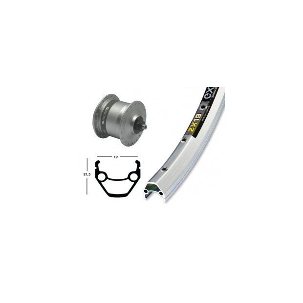 Roue Dynamo 28' Shimano DH3ND30 Exal ZX 19 (622-19) - Argent 3 Roue Dynamo 28' Shimano DH3ND30 Exal ZX 19 (622-19) - Argent
