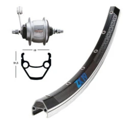 Roue Arrière Vitesse Intégrée Shimano/Exal Nexus 8V Rétropédalage 28'